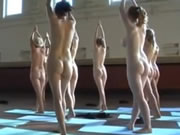 Group Of Young Naked Girls Doing Yoga